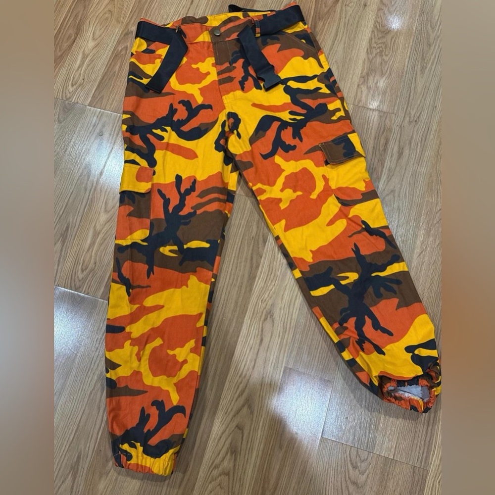 Orange and Black Camo Cargo Pants